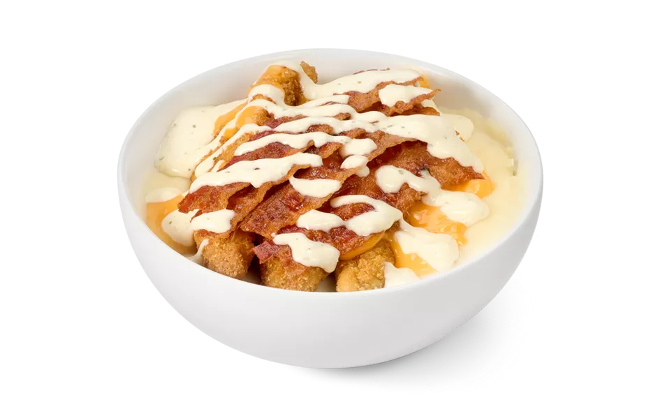 Breaded Chicken Bacon Ranch Mashed Potatoes Bowl