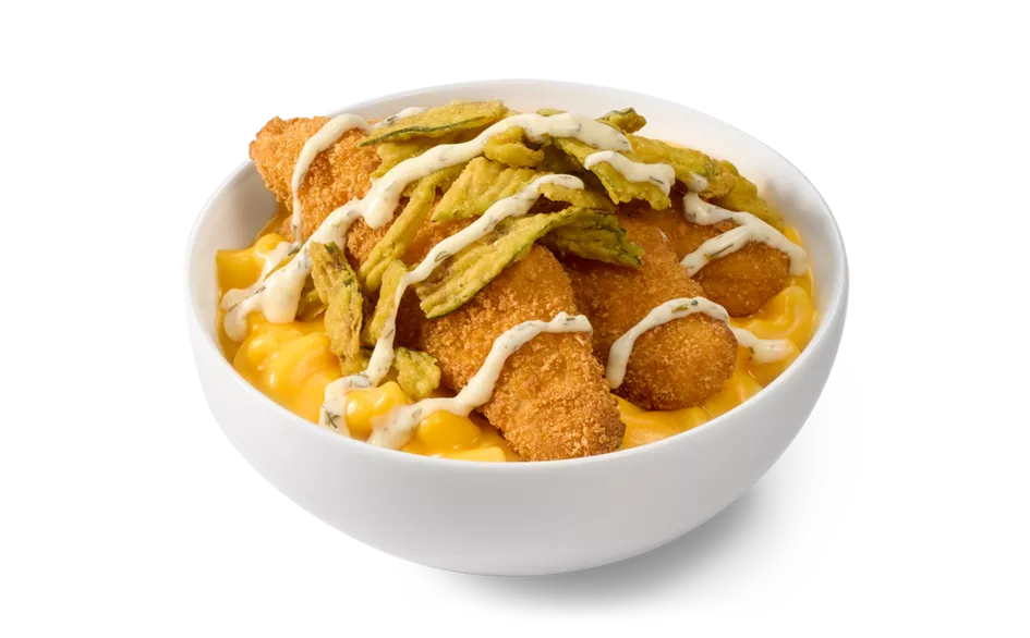 Dill Pickle Ranch Breaded Chicken Mac & Cheese