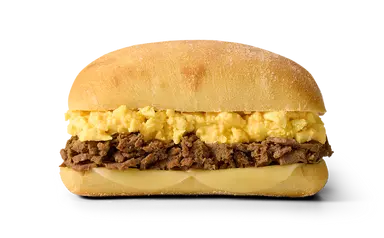Egg and Beef Steak Ciabatta Sandwich