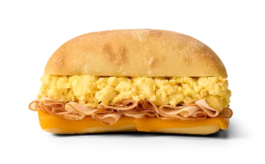 Egg and Honey Smoked Turkey Ciabatta Sandwich