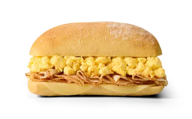 Egg and Oven Roasted Turkey Ciabatta Sandwich