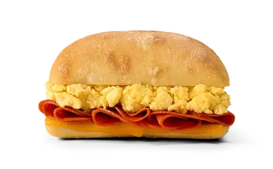 Egg and Pepperoni Ciabatta Sandwich
